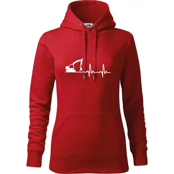 Dámská mikina EKG bagr - Mikina dámská Cape s kapucí - M ( Červená )