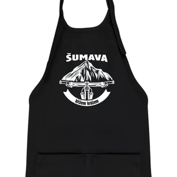 Kuchyňská zástěra Šumava křížem krážem - Dětská zástěra na vaření - Univerzální velikost ( Černá )