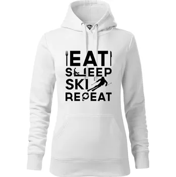Dámská mikina Eat sleep ski repeat - Mikina dámská Cape s kapucí - 2XL ( Bílá )