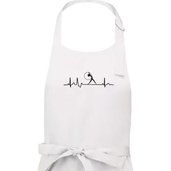 Kuchyňská zástěra EKG moderní gymnastika obruč - Dámská zástěra na vaření - Univerzální velikost ( Bílá )