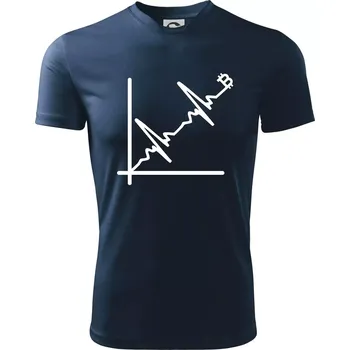 EKG graf bitcoin - Dětské triko sportovní (dresovina) - 158 cm/12 let ( Námořní modrá (velmi tmavá - téměř černá) )