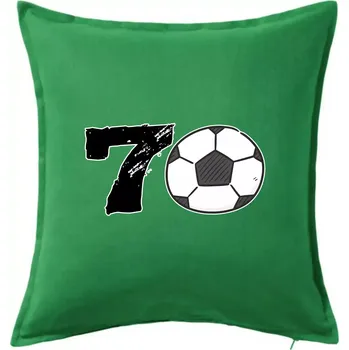 Polštář Fotbal kulaté narozeniny 70 - Polštář 50x50 - 50x50 - Včetně výplně ( Středně zelená )