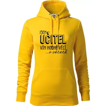 Dámská mikina Jsem učitel, vím hodně věcí - Mikina dámská Cape s kapucí - S ( Žlutá )