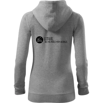 Dámská mikina Lituji na práci mám alergii - Dámská mikina trendy zipper s kapucí - XS ( Tmavě šedý melír )
