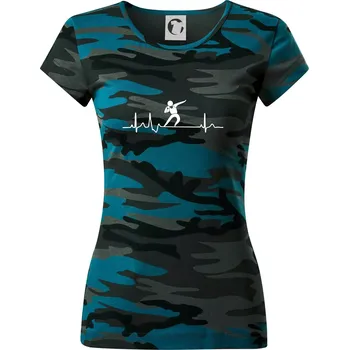 EKG vrh koulí - Dámské maskáčové triko - S ( Petrolejová maskáč )