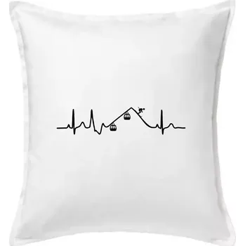 Polštář EKG lanovka - Polštář 50x50 - 50x50 - Včetně výplně ( Bílá )