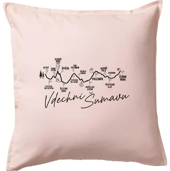 Polštář Šumava - Vdechni Šumavu - Polštář 50x50 - 50x50 - Včetně výplně ( Světle růžová )