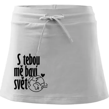 Dámská sukně S tebou mě baví svět - Sportovní sukně - two in one - XS ( Bílá )