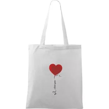 Nákupní taška Srdce balónek - Taška bavlněná - 42 x 38 cm ( Bílá )