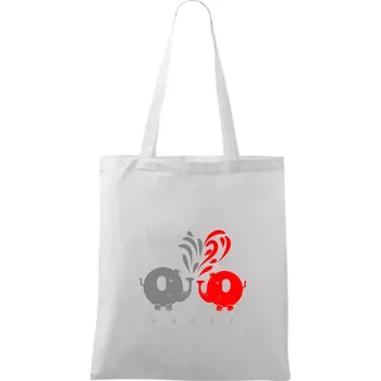 Slon veselý - Taška bavlněná - 42 x 38 cm ( Bílá )