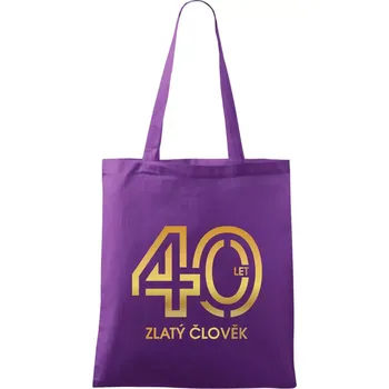 Nákupní taška 40 let zlatý člověk - Taška bavlněná - 42 x 38 cm ( Fialová )