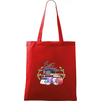 Nákupní taška Best teacher ever - Taška bavlněná - 42 x 38 cm ( Červená )