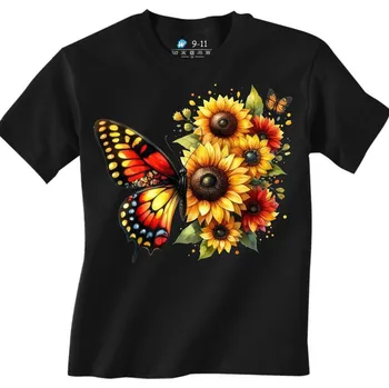 Chlapecké tričko Dětské tričko Slunečnicový Motýl Monarcha (Velikost: 12-13, Barva: Černá)