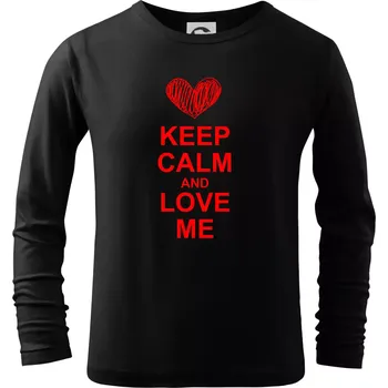 Chlapecké tričko Keep calm and love me - Triko dětské Long Sleeve - 122 cm/6 let ( Černá )