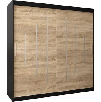 Šatní skříň Šatní skříň s posuvnými dveřmi YORK - 200x200cm -Černá-Dub Sonoma-