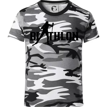 Chlapecké tričko Biathlon nápis - Dětské maskáčové triko - 134 cm/8 let ( Šedý maskáč )