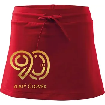 Dámská sukně 90 let zlatý člověk - Sportovní sukně - two in one - XS ( Červená )