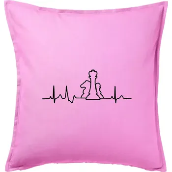 Polštář EKG šachy - Polštář 50x50 - 50x50 - Pouze potah ( Růžová )