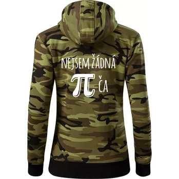 Dámská mikina Nejsem žádná pí - Dámská mikina trendy zipper s kapucí - S ( Zelený maskáč )