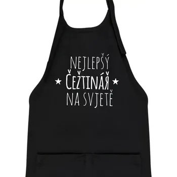 Kuchyňská zástěra Nejlepší češtinář na světě - Dětská zástěra na vaření - Univerzální velikost ( Černá )