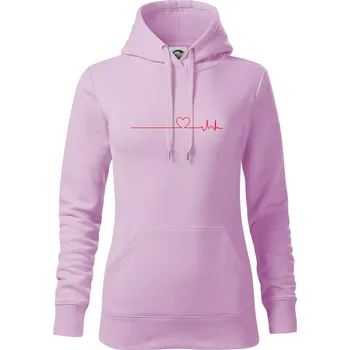 Dámská mikina Poker EKG srdce červené - Mikina dámská Cape s kapucí - XS ( Orchid )