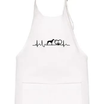 Kuchyňská zástěra Chrt - Ekg - Dětská zástěra na vaření - Univerzální velikost ( Bílá )