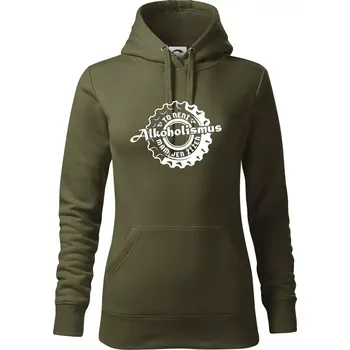 Dámská mikina Alkoholismus pivo - Mikina dámská Cape s kapucí - M ( Military )