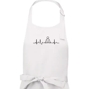 Kuchyňská zástěra Ekg yoga - Pánská zástěra na vaření - Univerzální velikost ( Bílá )