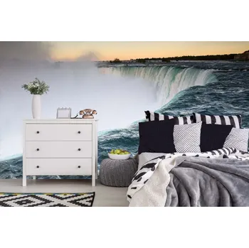 Fototapeta DIMEX | Samolepicí vliesová fototapeta na zeď Horseshoe Falls, Wales MA-5-3176 | 375 x 250 cm | modrá, bílá + Samolepicí vliesová fototapeta na stěnu DIMEX Horseshoe Falls, Wales MA53176 v rozměru 375 x 250 cm