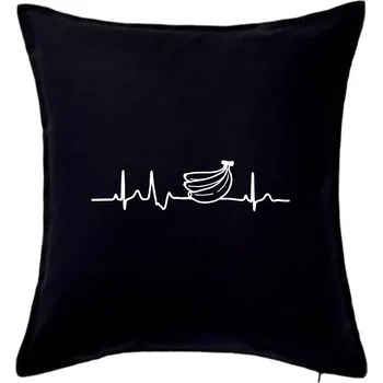 Polštář Ekg banán - Polštář 50x50 - 50x50 - Pouze potah ( Černá )