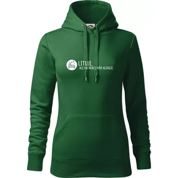 Dámská mikina Lituji na práci mám alergii - Mikina dámská Cape s kapucí - M ( Lahvově zelená )