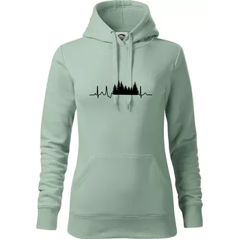 Dámská mikina EKG les - Mikina dámská Cape s kapucí - XL ( Sage )