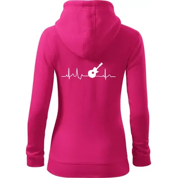 Dámská mikina EKG akustická kytara - Dámská mikina trendy zipper s kapucí - XL ( Purpurová )