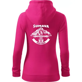 Dámská mikina Šumava křížem krážem - Dámská mikina trendy zipper s kapucí - L ( Purpurová )