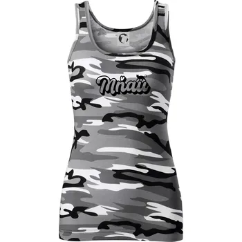 Dámské tričko Mňau nápis - Dámské Maskáčové tílko - S ( Šedý maskáč )