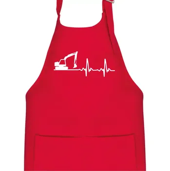 Kuchyňská zástěra EKG bagr - Dětská zástěra na vaření - Univerzální velikost ( Červená )