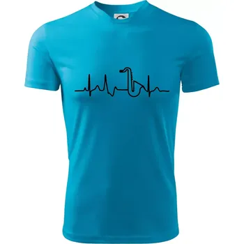 Chlapecké tričko Saxofon ekg - Dětské triko sportovní (dresovina) - 146 cm/10 let ( Světlý tyrkys )