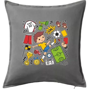 Polštář Malý fotbalista ikony - Polštář 50x50 - 50x50 - Pouze potah ( Tmavě šedý melír )