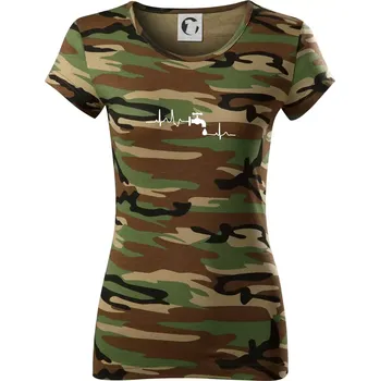 Dámské tričko Instalatér ekg - Dámské maskáčové triko - S ( Hnědý maskáč )