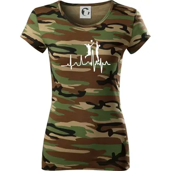 EKG volejbalistky - Dámské maskáčové triko - L ( Hnědý maskáč )