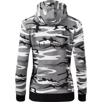 Dámská mikina EKG biatlon - Dámská mikina trendy zipper s kapucí - S ( Šedý maskáč )