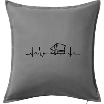 Polštář EKG autobus - Polštář 50x50 - 50x50 - Včetně výplně ( Tmavě šedý melír )