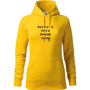 Dámská mikina Sorry I Only Speak code - Mikina dámská Cape s kapucí - XS ( Žlutá )
