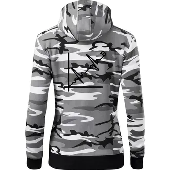 Dámská mikina EKG graf bitcoin - Dámská mikina trendy zipper s kapucí - M ( Šedý maskáč )