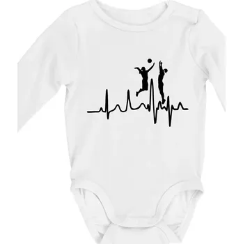 EKG volejbalistky - Body kojenecké s dlouhým rukávem - Dlouhý r. 3-6 měs ( Bílá )