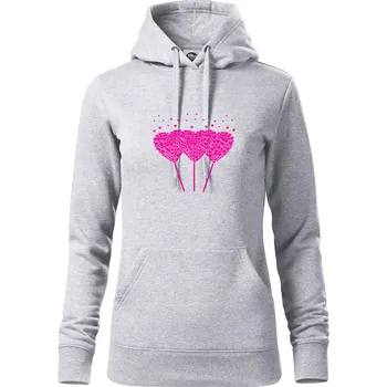 Dámská mikina Srdce balónky - Mikina dámská Cape s kapucí - XL ( Světlešedý Melír )