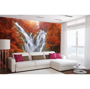 Fototapeta DIMEX | Samolepicí vliesová fototapeta na zeď Vodopád Thi Lo Su MA-5-3180 | 375 x 250 cm | zelená, bílá, oranžová + Samolepicí vliesová fototapeta na stěnu DIMEX Vodopád Thi Lo Su MA53180 v rozměru 375 x 250 cm