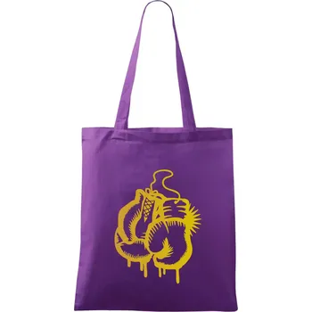 Box rukavice - zlatý potisk - Taška bavlněná - 42 x 38 cm ( Fialová )