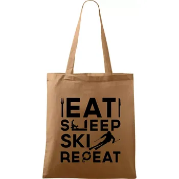 Nákupní taška Eat sleep ski repeat - Taška bavlněná - 42 x 38 cm ( Cappuccino )