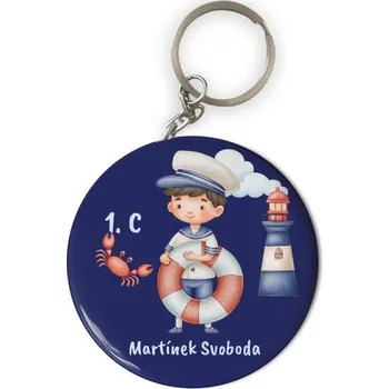 Přívěšek s otvírákem s potiskem Do první třídy pro chlapečka s upravitelným textem